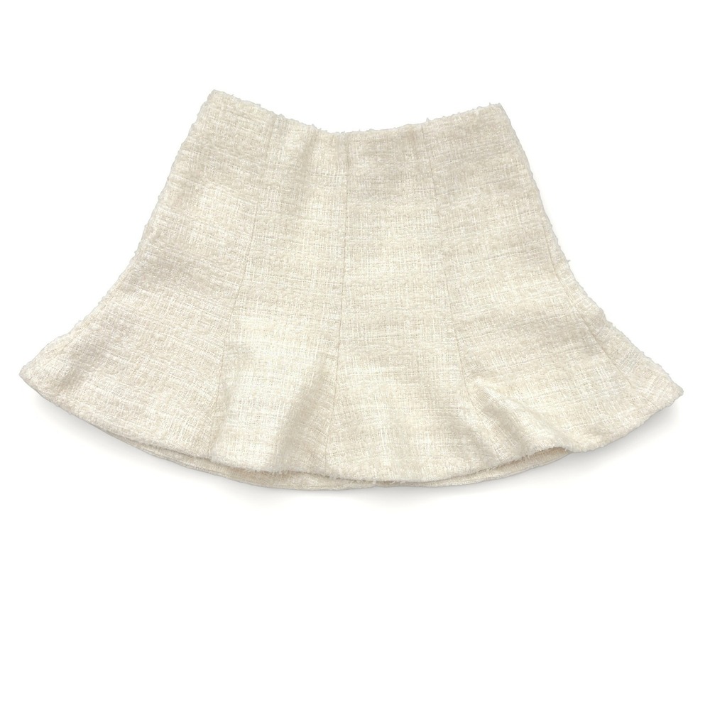 ASTR The Label S Cream Tweed Flared Mini Skirt Boucle Skater Style Preppy Chic - Picture 4 of 12